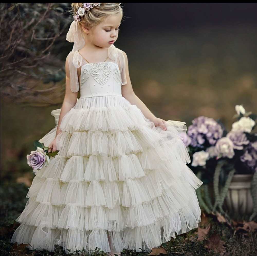 Dollcake white flower girl dress gown 2 3 4 8